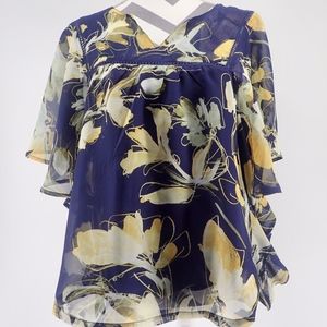 1775 Butterfly Sleeve Blouse Size Large V Neck